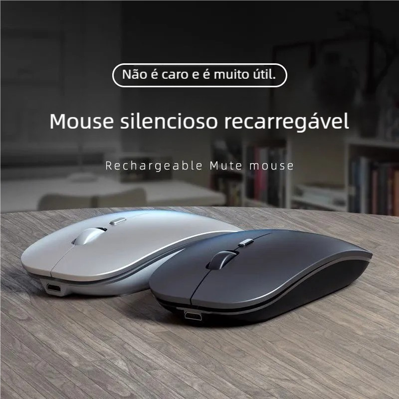 Mouse Home Office Sem Fio - Bateria Interna Recarregável e LED RGB Wireless